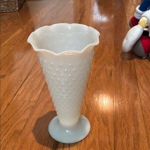 Anchor Hocking Hobnail Milk Glass Vase